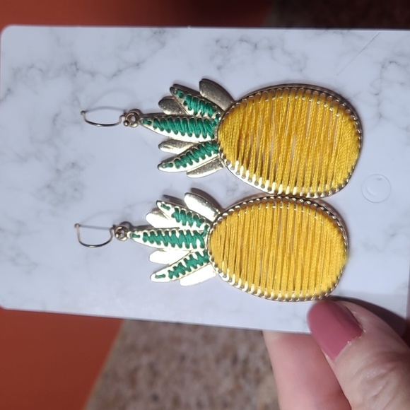 Yellow and Green Pineapple Earrings - Picture 12 of 17